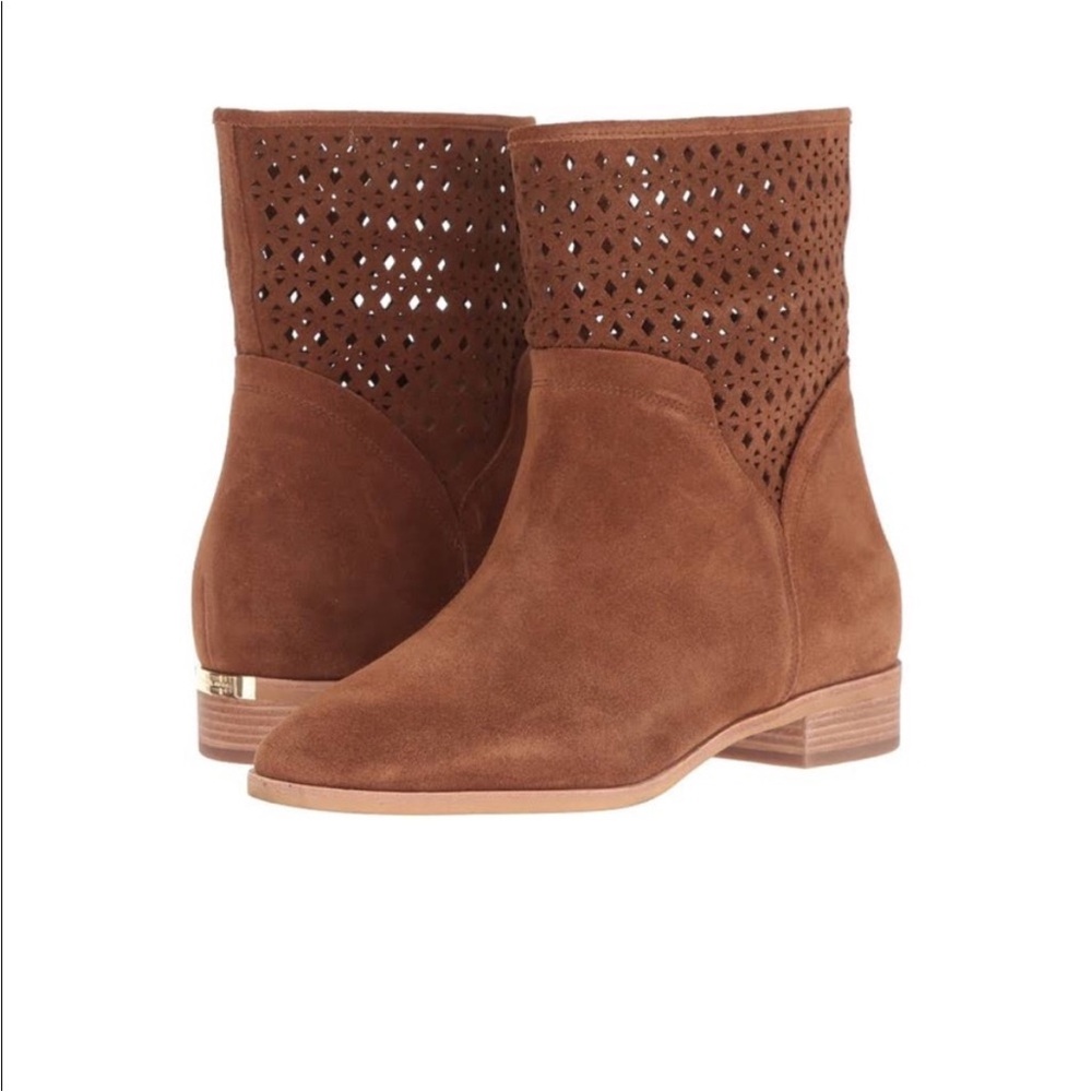 MICHAEL KORS Sunny Tan Suede Perforated Boots Size 7